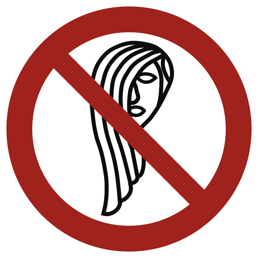 Bedienung mit langen Haaren verboten, Symbolschild