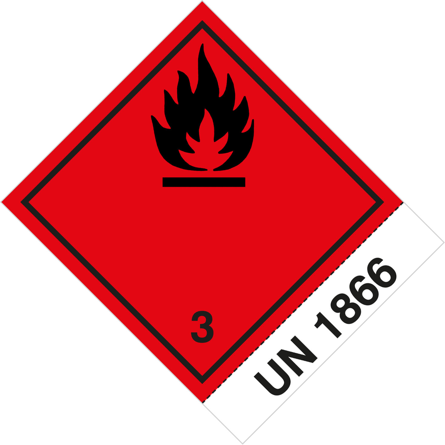 Sonderanfertigung Gefahrzettel Klasse 3, mit Ihrer UN-Nummer  z.B.: UN 1866