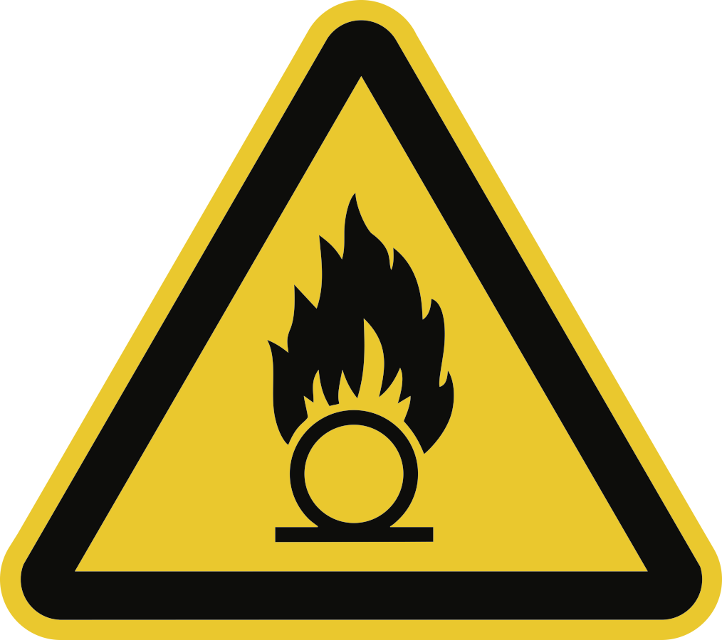 Warnung vor brandfördernden Stoffen, Symbolschild, ISO 7010