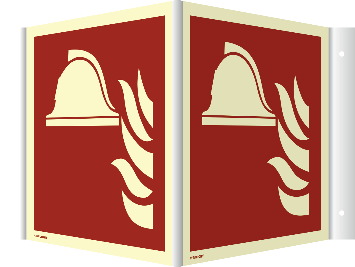 Winkelschild Mittel und Geräte zur Brandbekämpfung, Brandschutzzeichen, ISO 7010