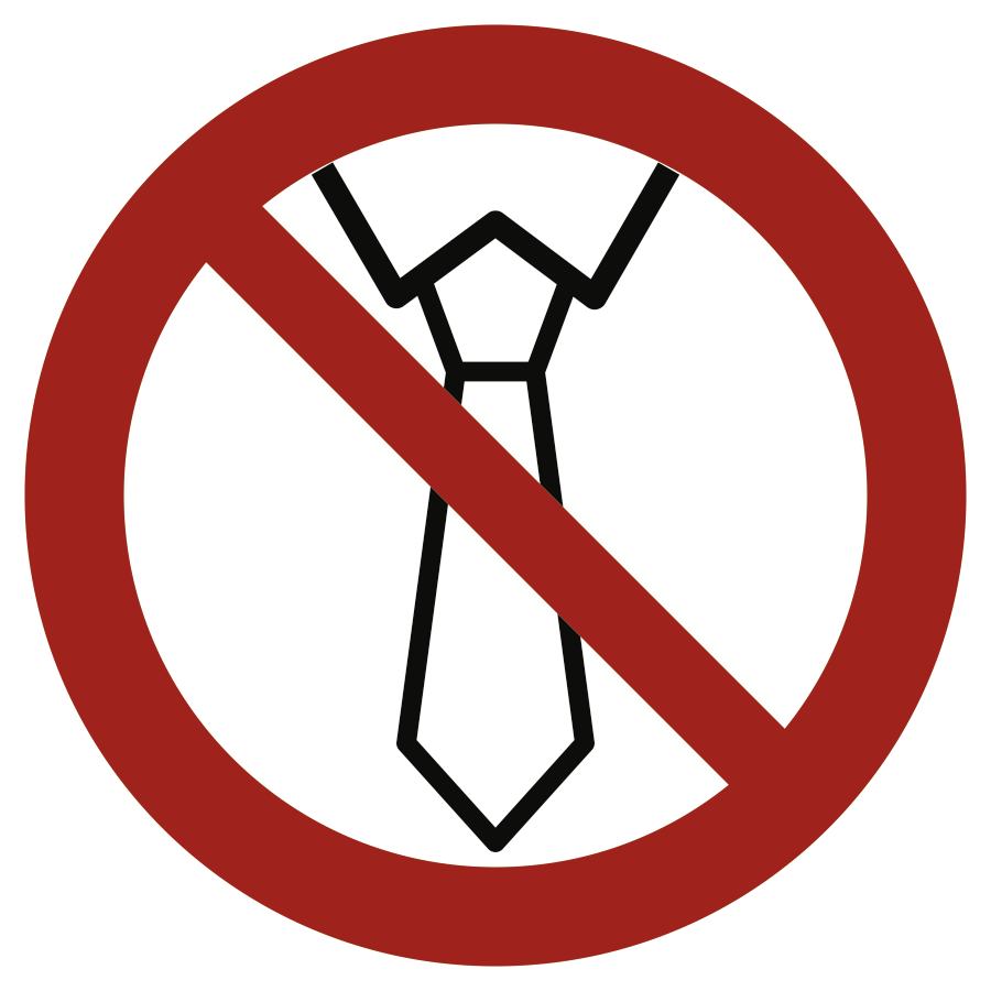 Bedienung mit Krawatte verboten, Symbolschild