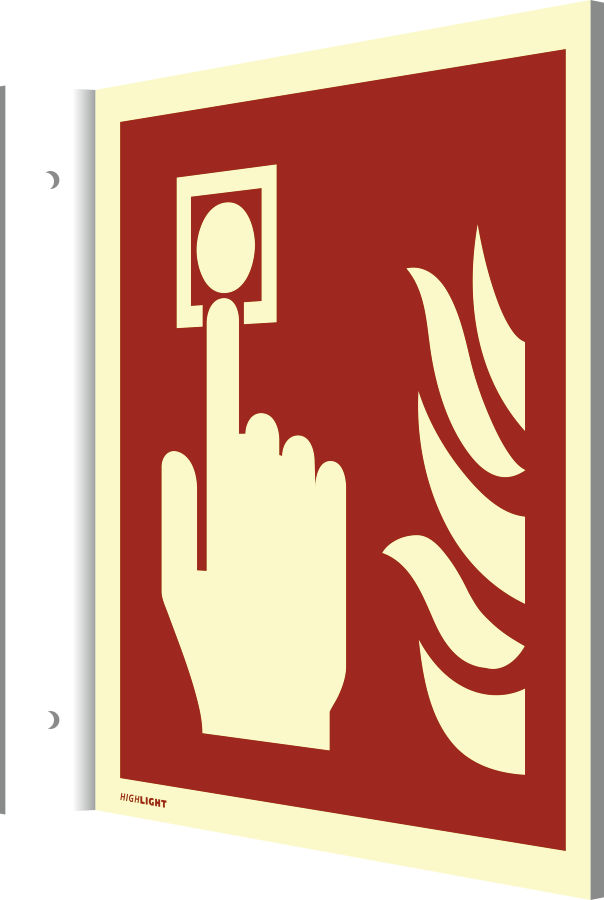 Fahnenschild Brandmelder, Symbolschild, ISO 7010