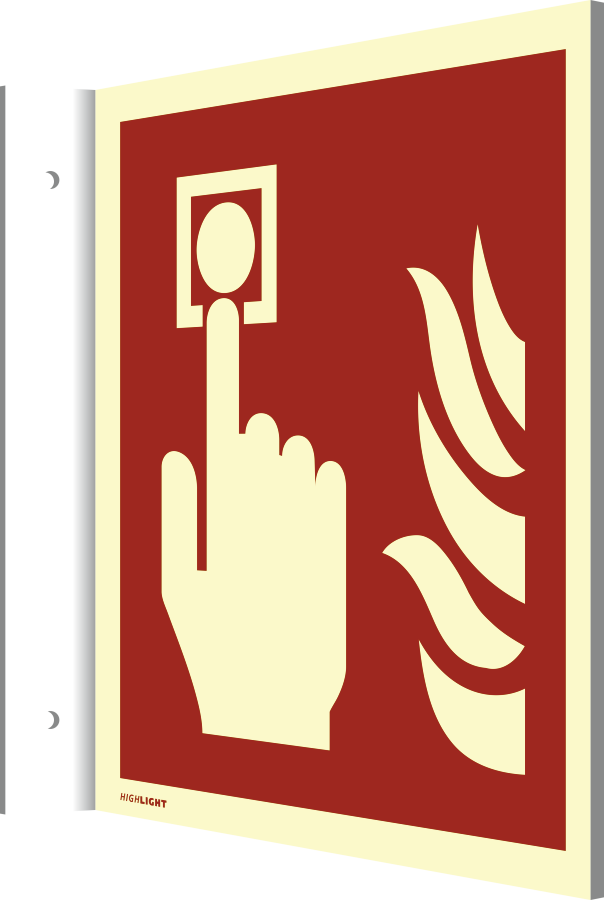Fahnenschild Brandmelder, Symbolschild, ISO 7010 Fahnenschild Brandmelder, Symbolschild, ISO 7010