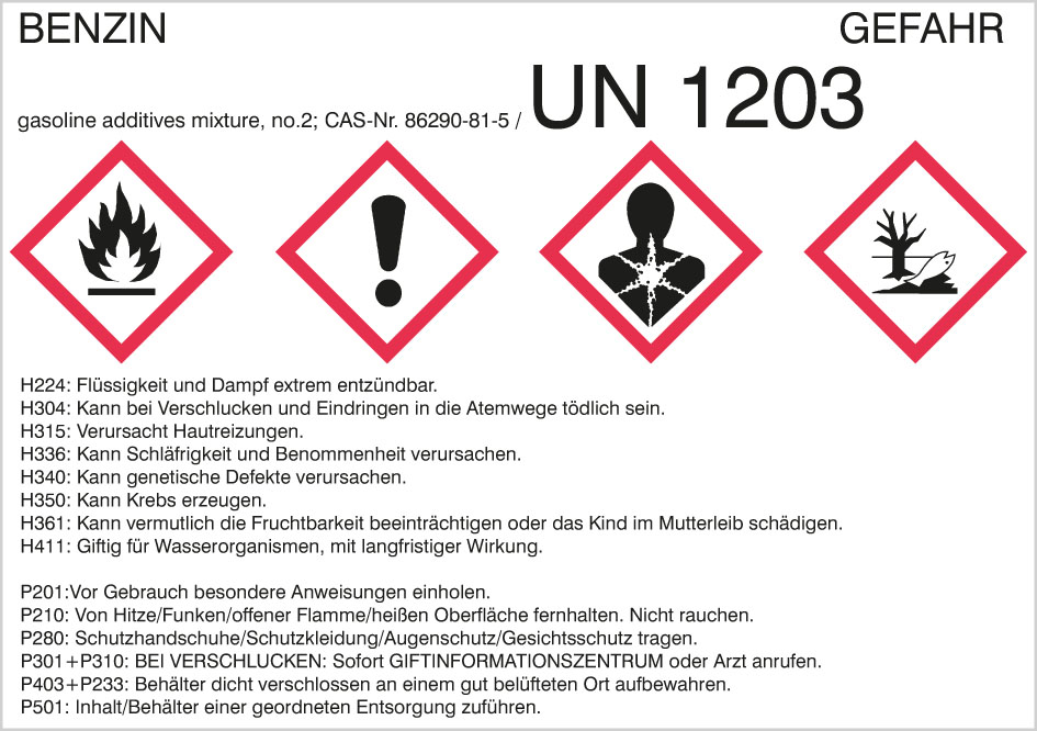 GHS-Benzin GHS-Benzin H+P Satz