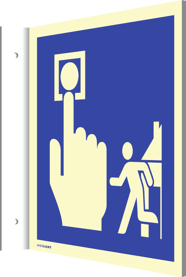 Fahnenschild Hausalarm (Brandmelder-Evakuierung), Symbolschild