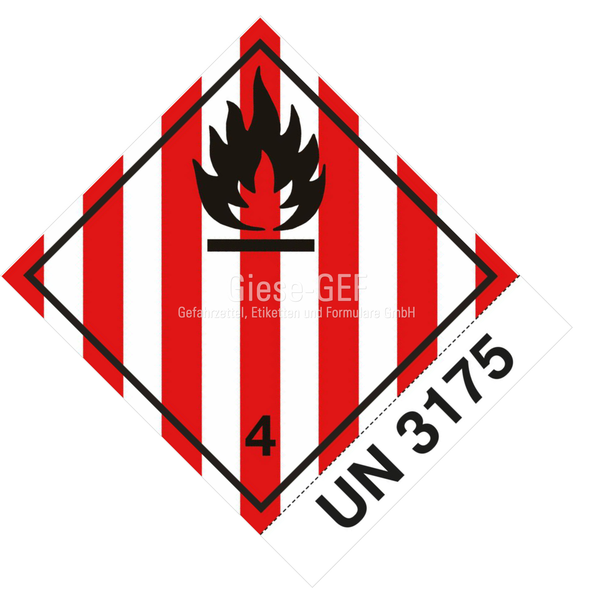 410-12-0-me Sonderanfertigung Gefahrgutetiketten Klasse 4.1, mit Ihrer UN-Nummer  z.b. UN 3175