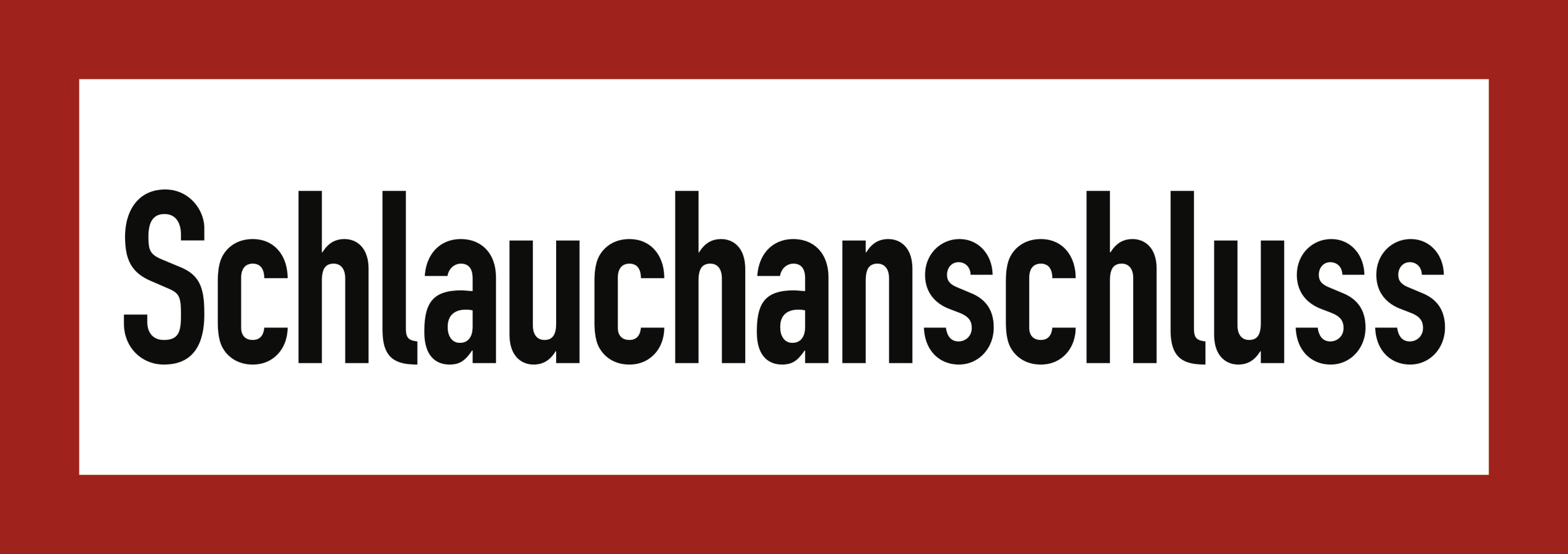 Schlauchanschluss, Textschild, DIN 4066