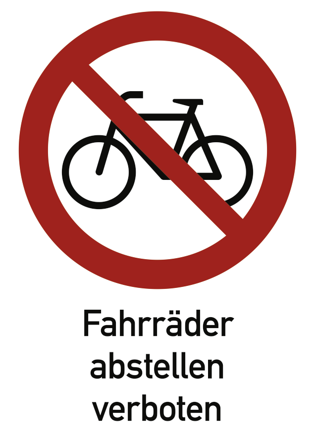 Fahrräder abstellen verboten, Kombischild
