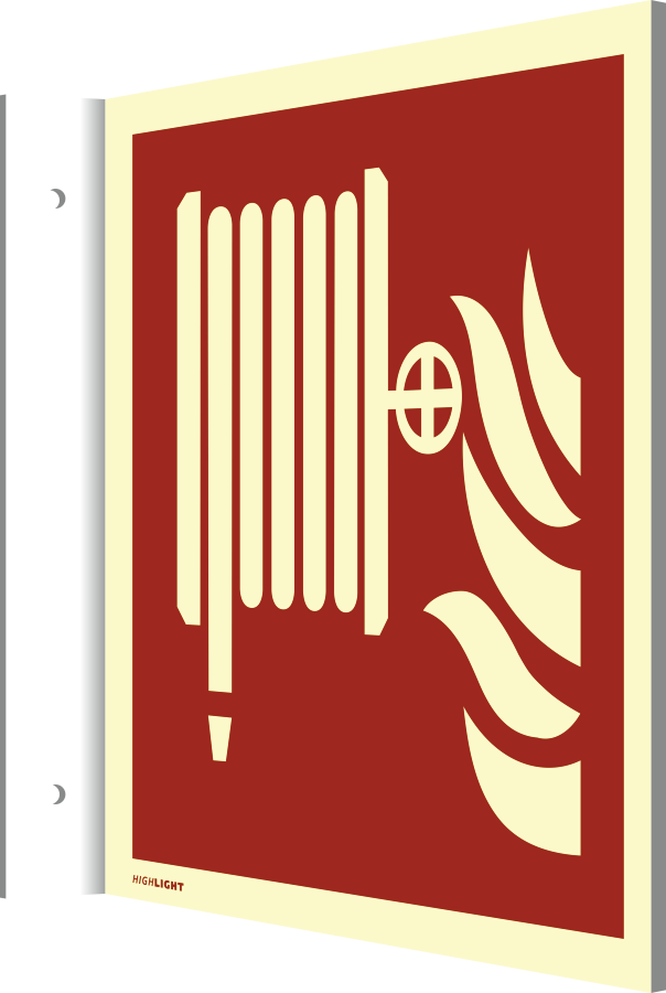 Fahnenschild Löschschlauch, Symbolschild, ISO 7010