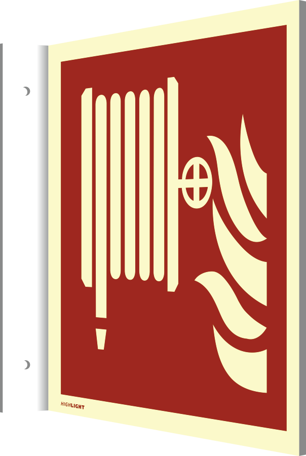 Fahnenschild Löschschlauch, Symbolschild, ISO 7010 Fahnenschild Löschschlauch, Symbolschild, ISO 7010