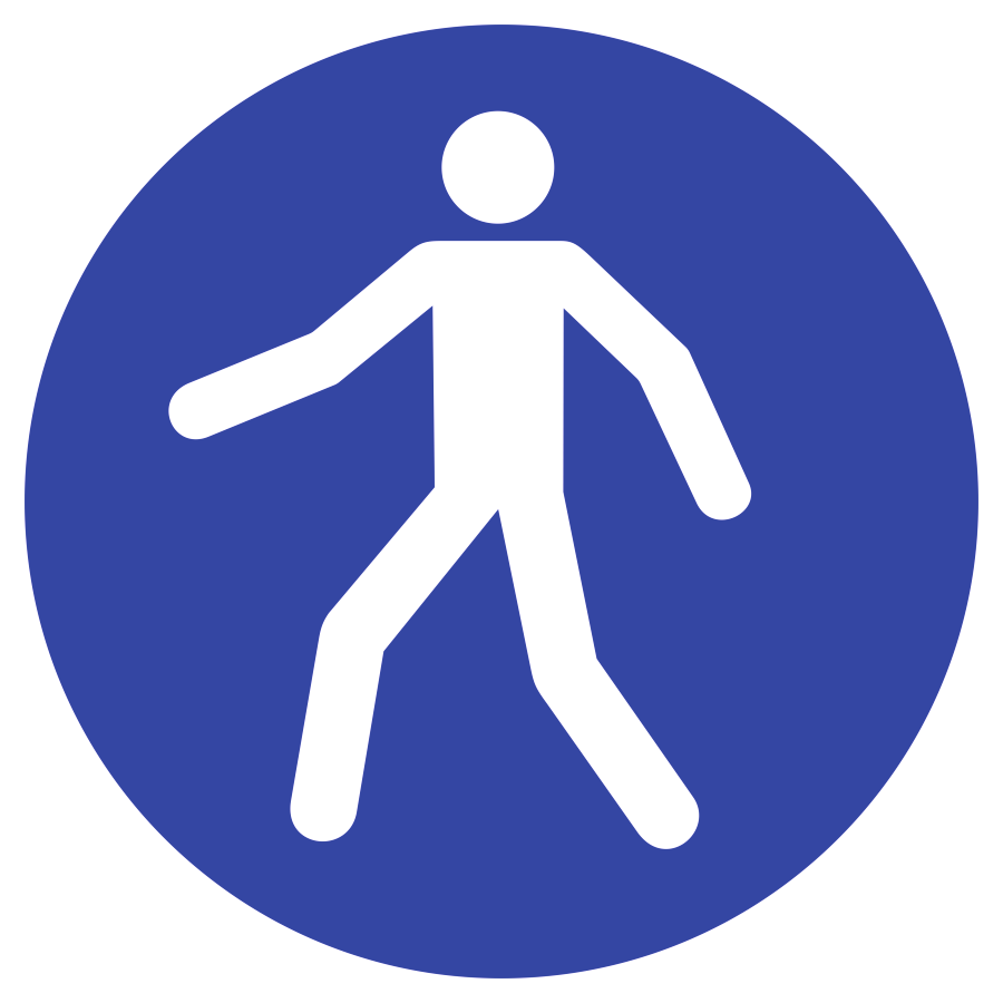 Fußgängerweg benutzen, Symbolschild, ISO 7010