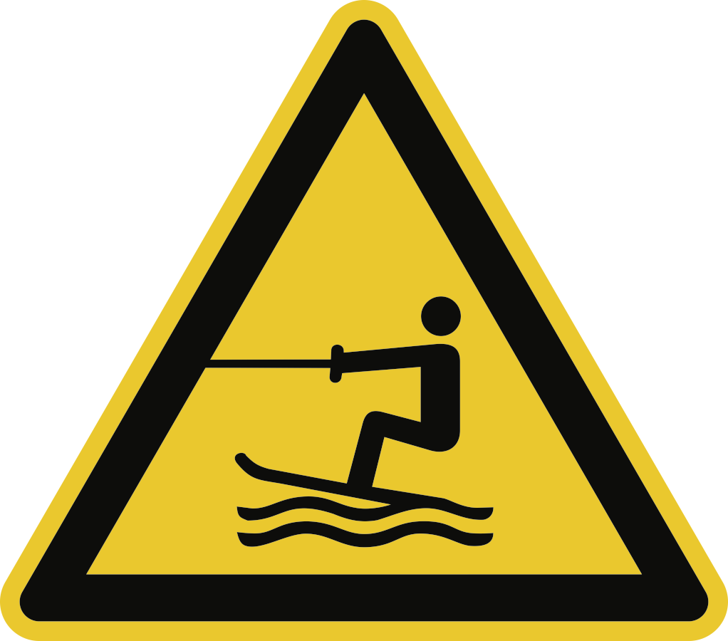 Warnung vor Wasserski-Bereich, Symbolschild, ISO 20712-1
