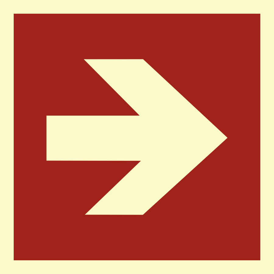 Richtungsangabe für Brandschutzzeichen, Symbolschild, ISO 3864