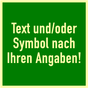 Rettungszeichen-Text u./o. Symbol nach Angabe, Folie, nachl., 160-mcd, 100x100mm