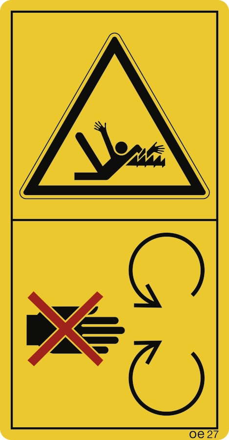 Während des Betriebs Schutzeinrichtungen nicht öffnen ...(Hochformat), Symbolschild, ISO 11684