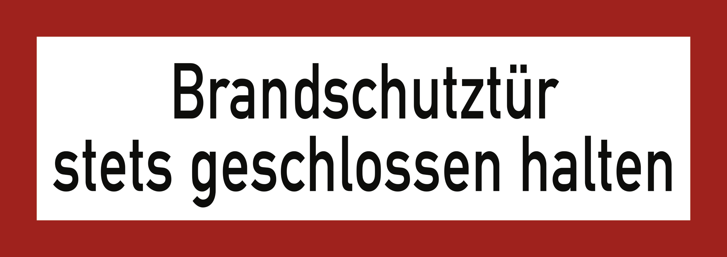 Brandschutztür stets geschlossen halten, Textschild, DIN 4066