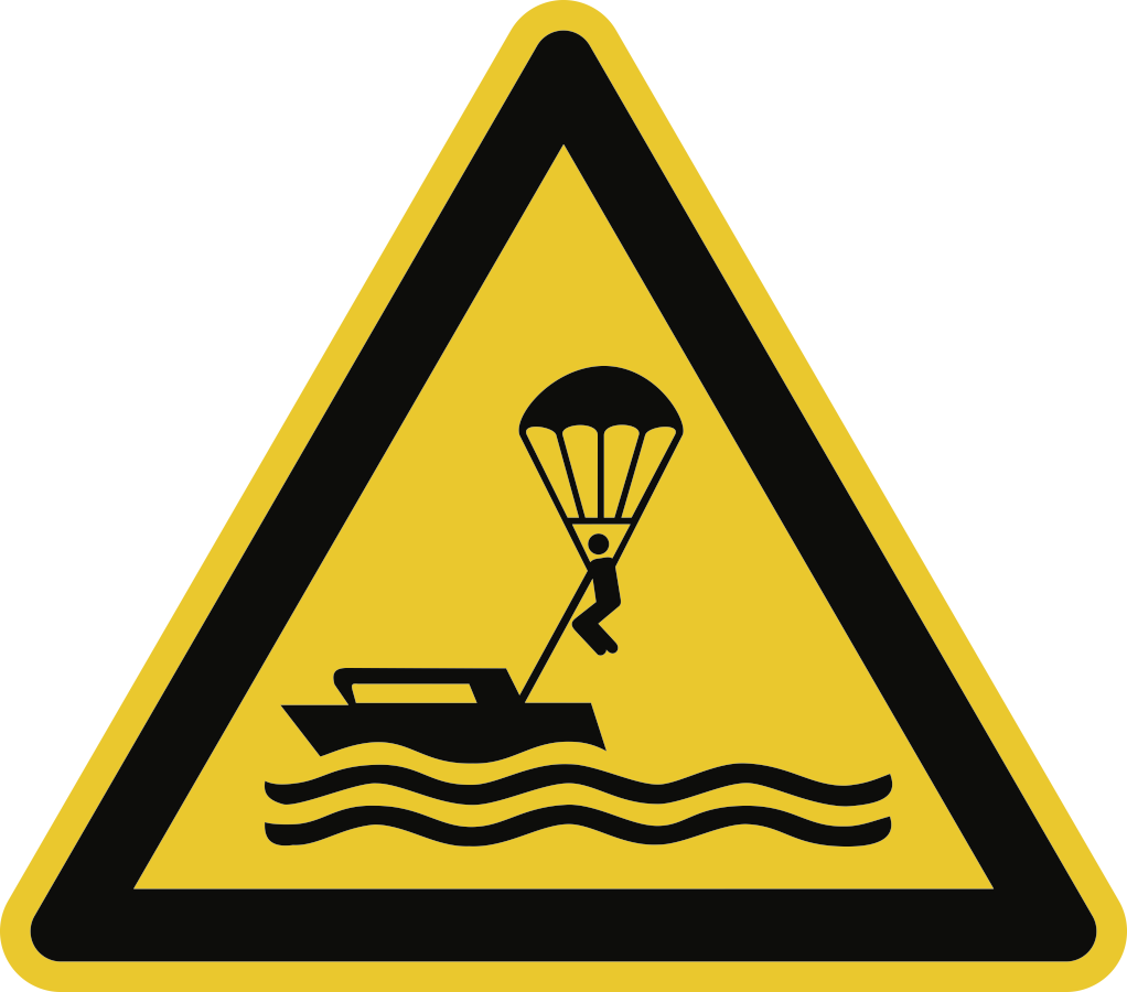 Warnung vor Parasailing, Symbolschild, ISO 20712-1
