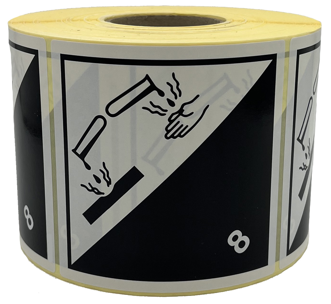 Gefahrzettel 8, 100 x 100 mm, Haftpapier, 1.000 Stück pro Rolle Gefahrzettel 8, 100 x 100 mm, Haftpapier, 1.000 Stück pro Rolle