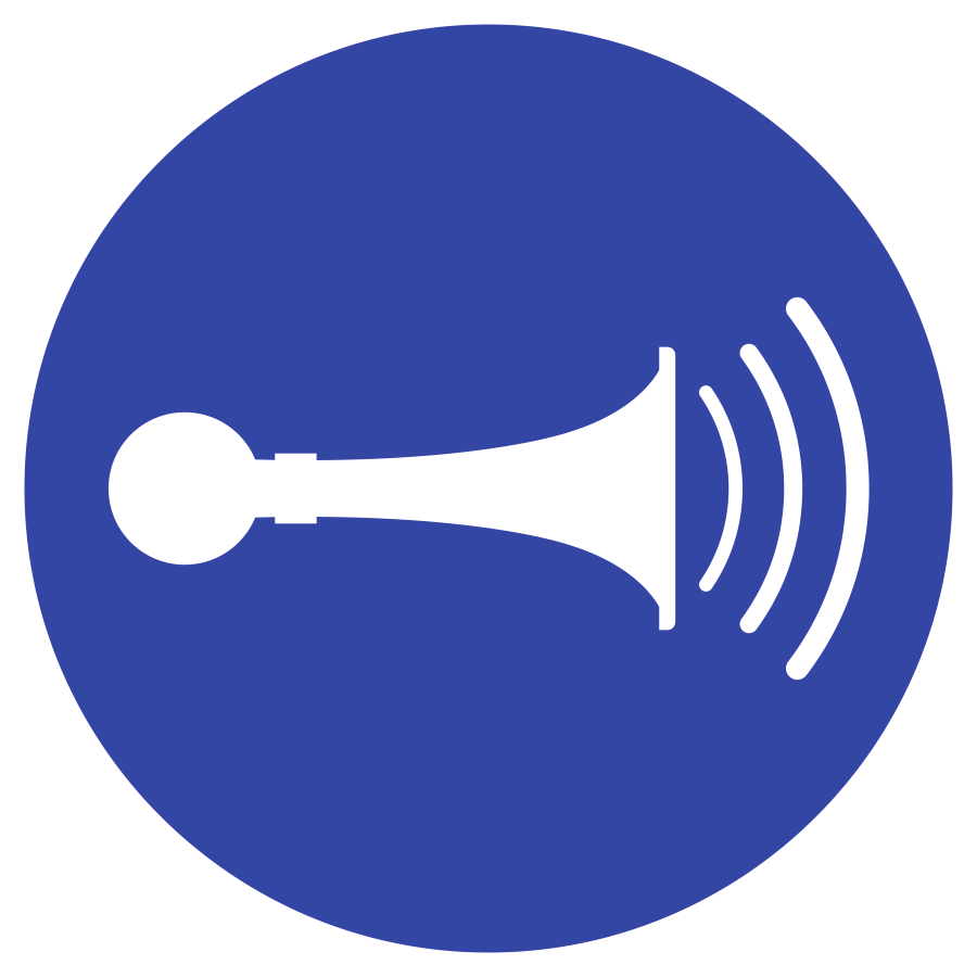 Akustisches Signal geben, Symbolschild, ISO 7010