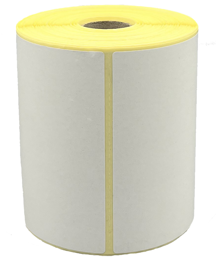 Thermo Etiketten auf Rolle, Papier, 103 x 199 mm mit Perforation, 250 Stück pro Rolle, Kern 25,4 mm Thermo Etiketten auf Rolle, Papier, 103 x 199 mm mit Perforation, 250 Stück pro Rolle, Kern 25,4 mm