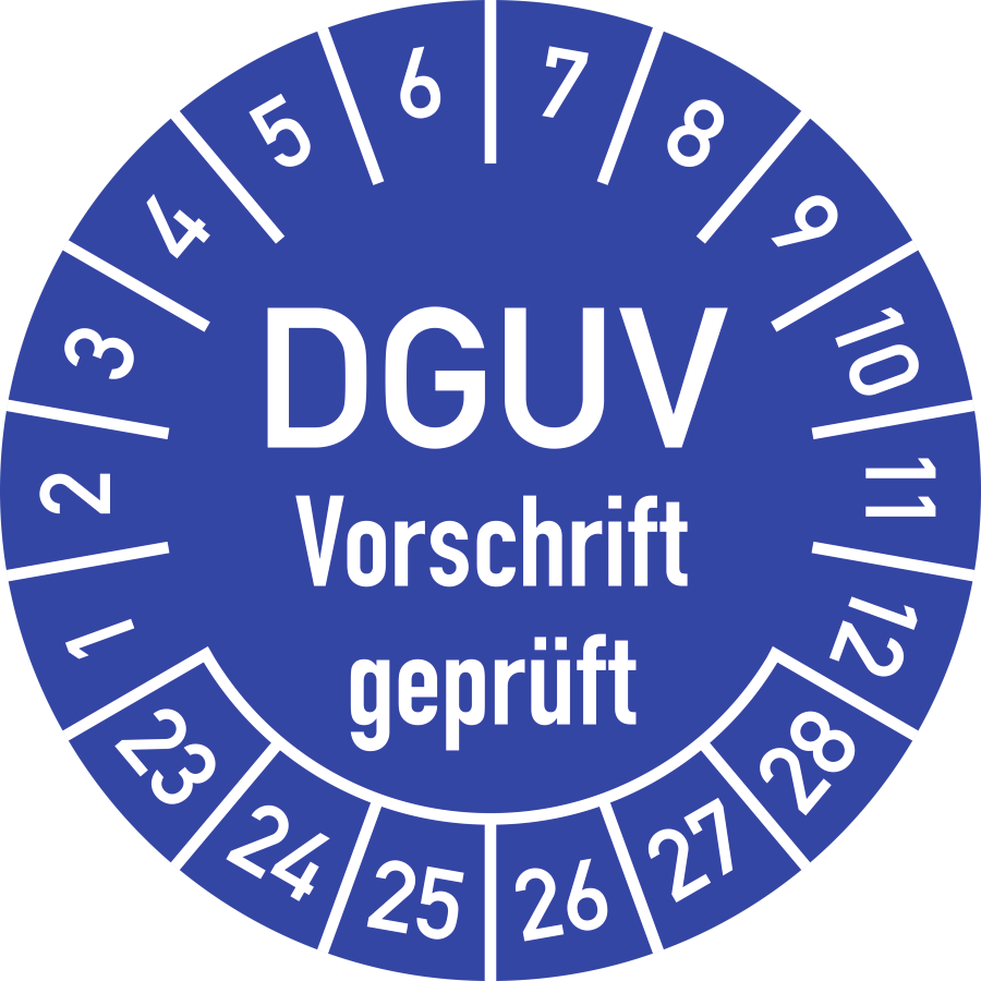 Prüfplakette DGUV Vorschrift geprüft 2023-2028