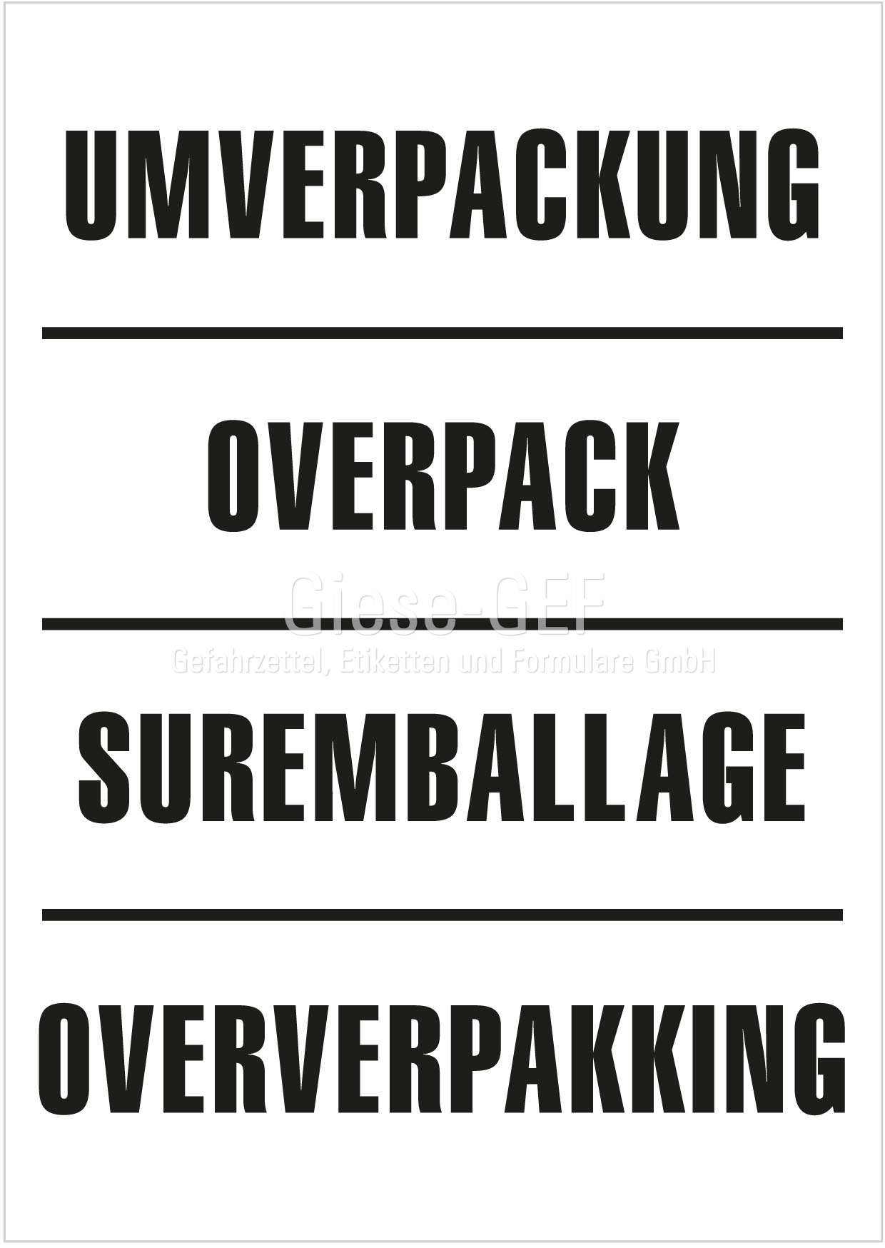 Etiketten Umverpackung 4-Sprachig
