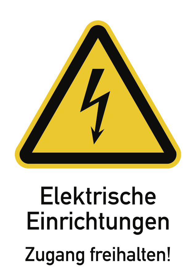Elektrische Einrichtungen Zugang freihalten! (weiß), Kombischild, ISO 7010