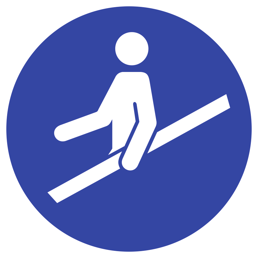 Handlauf benutzen, Symbolschild, ISO 7010