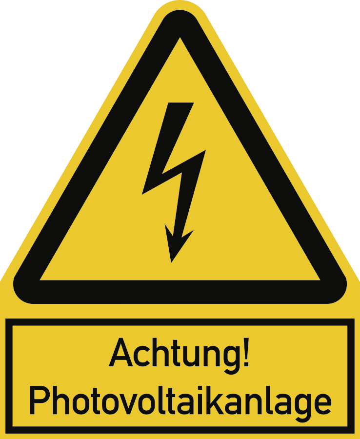 Achtung! Photovoltaikanlage, Kombischild, ISO 7010