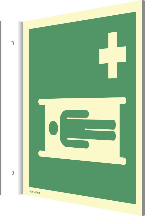 Fahnenschild Krankentrage, Symbolschild, ISO 7010