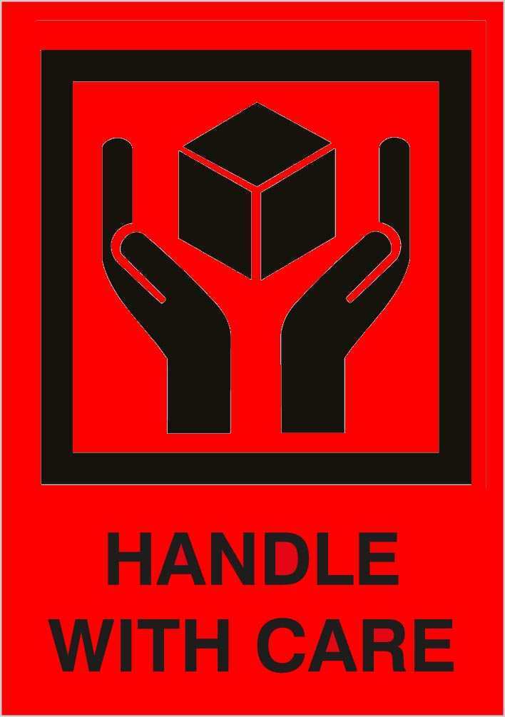 Versandetikett "Handle with Care" (2-farbig)