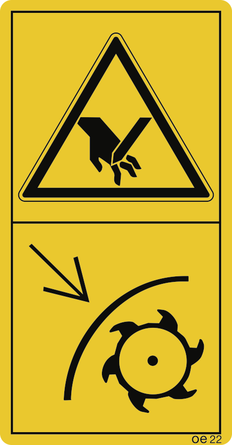 Zum Schleifen der Messer Schutzeinrichtung...(Hochformat), Warnzeichen, ISO 11684