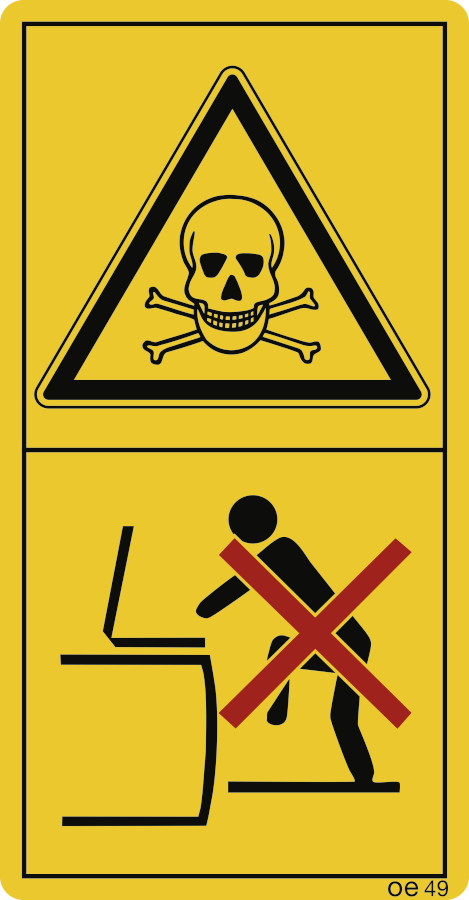 Vergiftungsgefahr - Niemals in den Behälter steigen (Hochformat), Symbolschild, ISO 11684