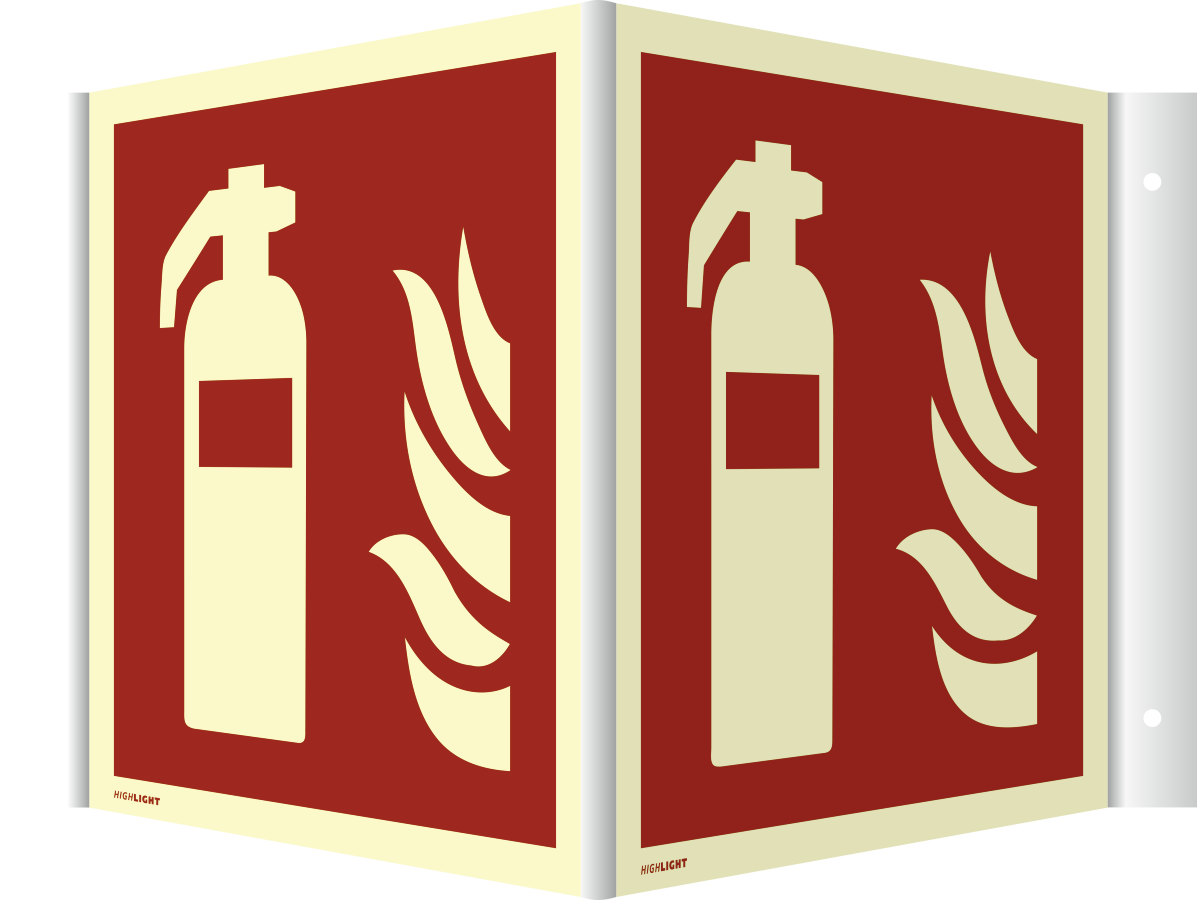 Winkelschild Feuerlöscher, Brandschutzzeichen, ISO 7010