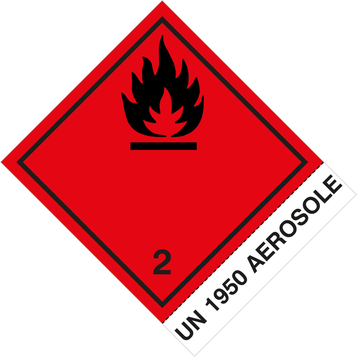 Gefahrgutetiketten Klasse 2.1 mit Eindruck "UN 1950 AEROSOLE"