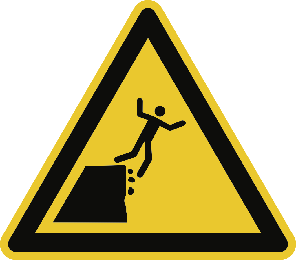 Warnung vor instabiler Klippenkante, Symbolschild, ISO 20712-1