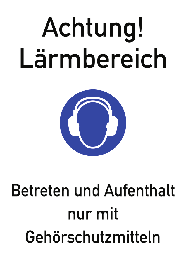 Achtung Lärmbereich, Kombischild, ISO 7010