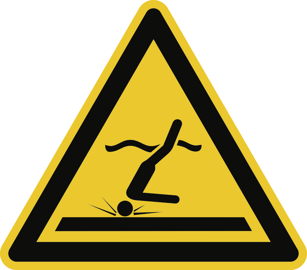 Warnung vor flachem Wasser (Kopfsprung), Symbolschild, ISO 20712-1