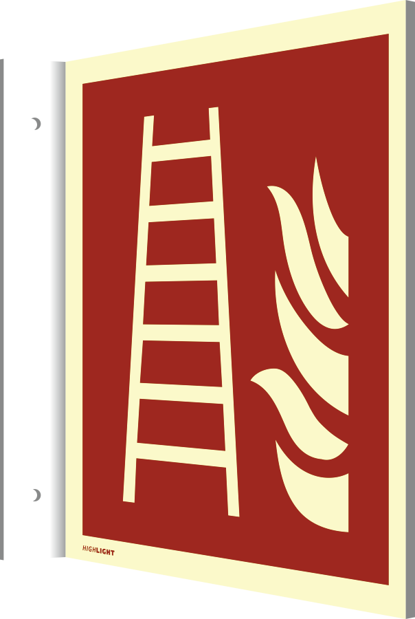 Fahnenschild Feuerleiter, Symbolschild, ISO 7010 Fahnenschild Feuerleiter, Symbolschild, ISO 7010