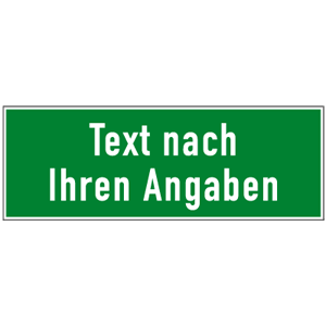 Rettungszeichen rechteckig mit Text nach Ihren Angaben