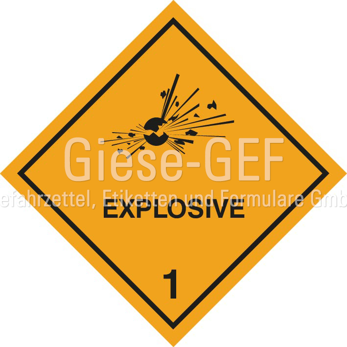 101-10-0 Explosivstoff Unterklassen 1.1, 1.2 und 1.3mit Eindruck "EXPLOSIVE""