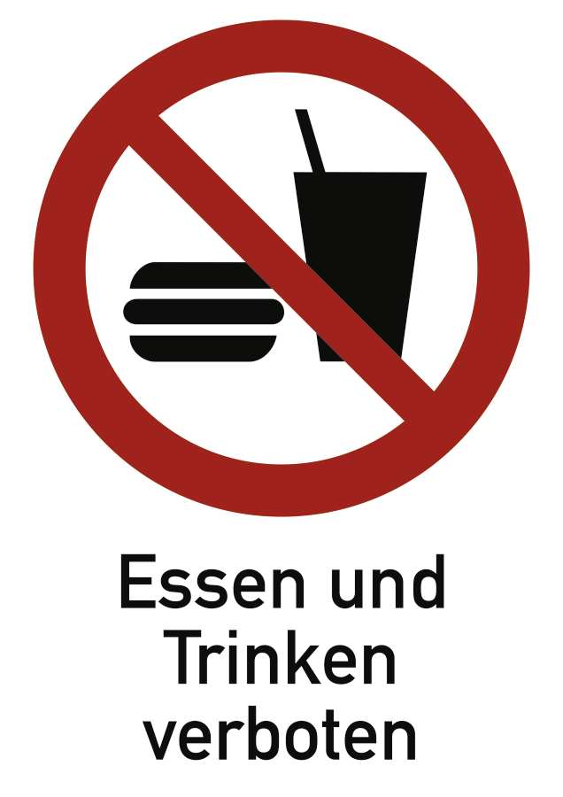 Essen und Trinken verboten, Kombischild, ISO 7010