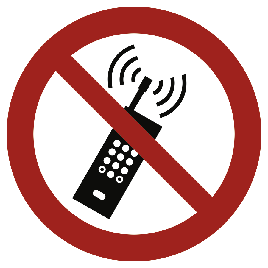 Eingeschaltete Mobiltelefone verboten, Verbotszeichen, ISO 7010