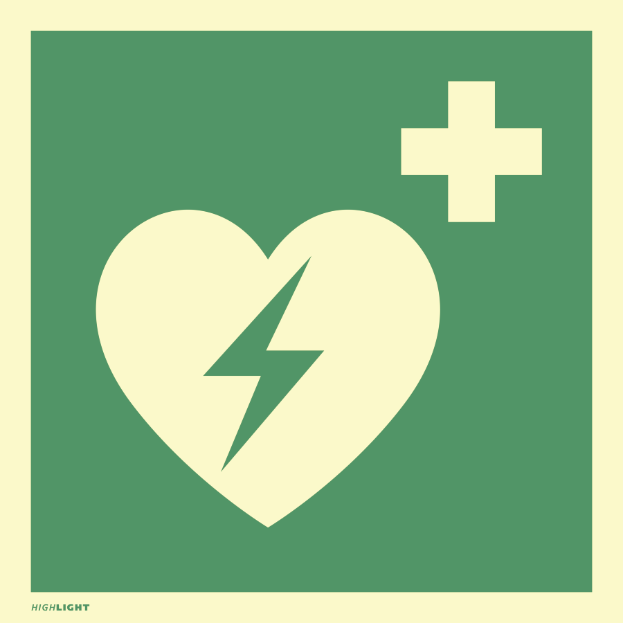 Automatisierter externer Defibrillator (AED), Symbolschild, ISO 7010