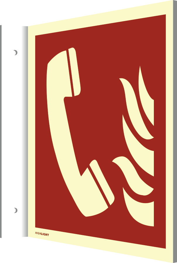 Fahnenschild Brandmeldetelefon, Symbolschild, ISO 7010